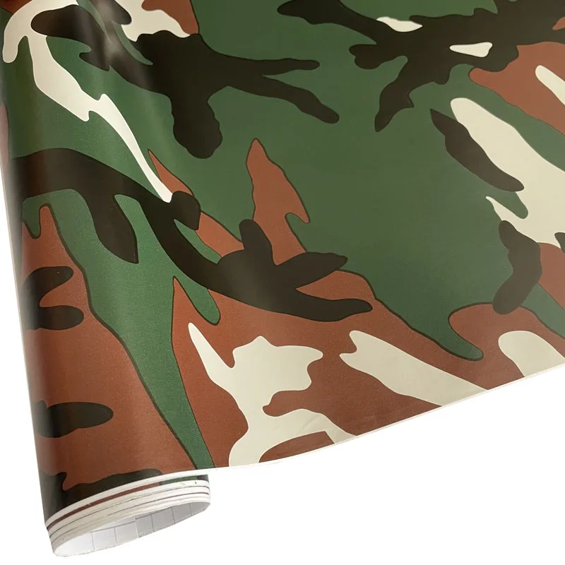 Black Green Camouflage Pattern Vinyl Film Roll Adhesive Car Wrap Roll Motorbike Laptop Guitar Decal Wrapping