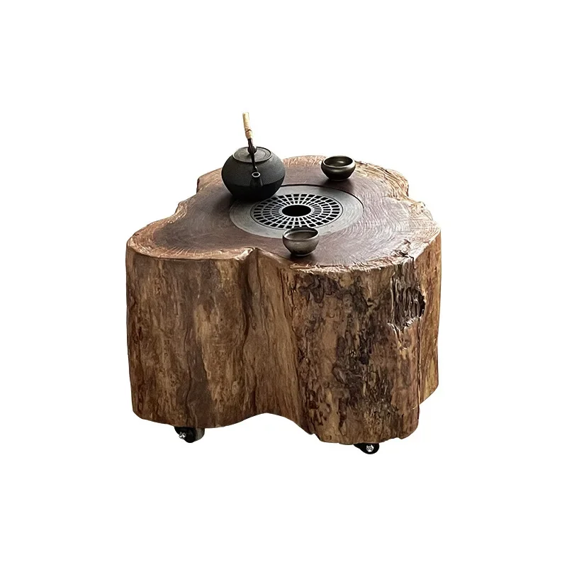 

Old wooden tea table, solid wood pier, small coffee table, homestay courtyard, room iron stove
