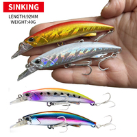 1 Pcs 92mm 40g Heavy Sinking Minnow Lure Artificial Bait Hard Plastic Wobbler Fishing Japan Lures Pesca Fishing Accessories 9064