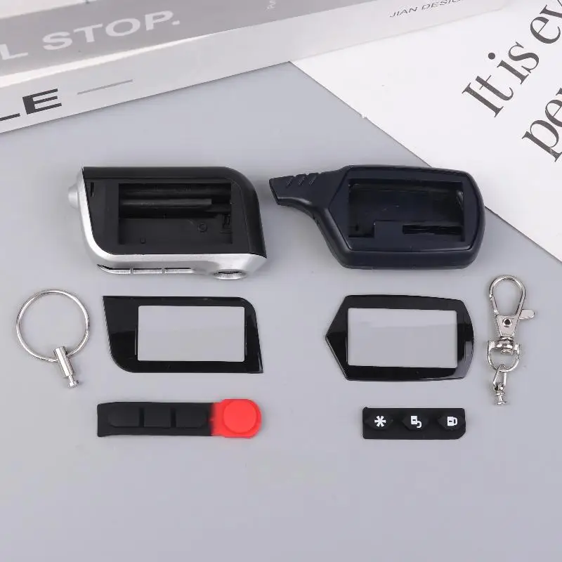 러시아 스타라인 A91 A61 B9 B6 LCD 리모컨 양방향 자동차 경보 시스템 키 쉘 바디 커버 키체인 케이스 1세트