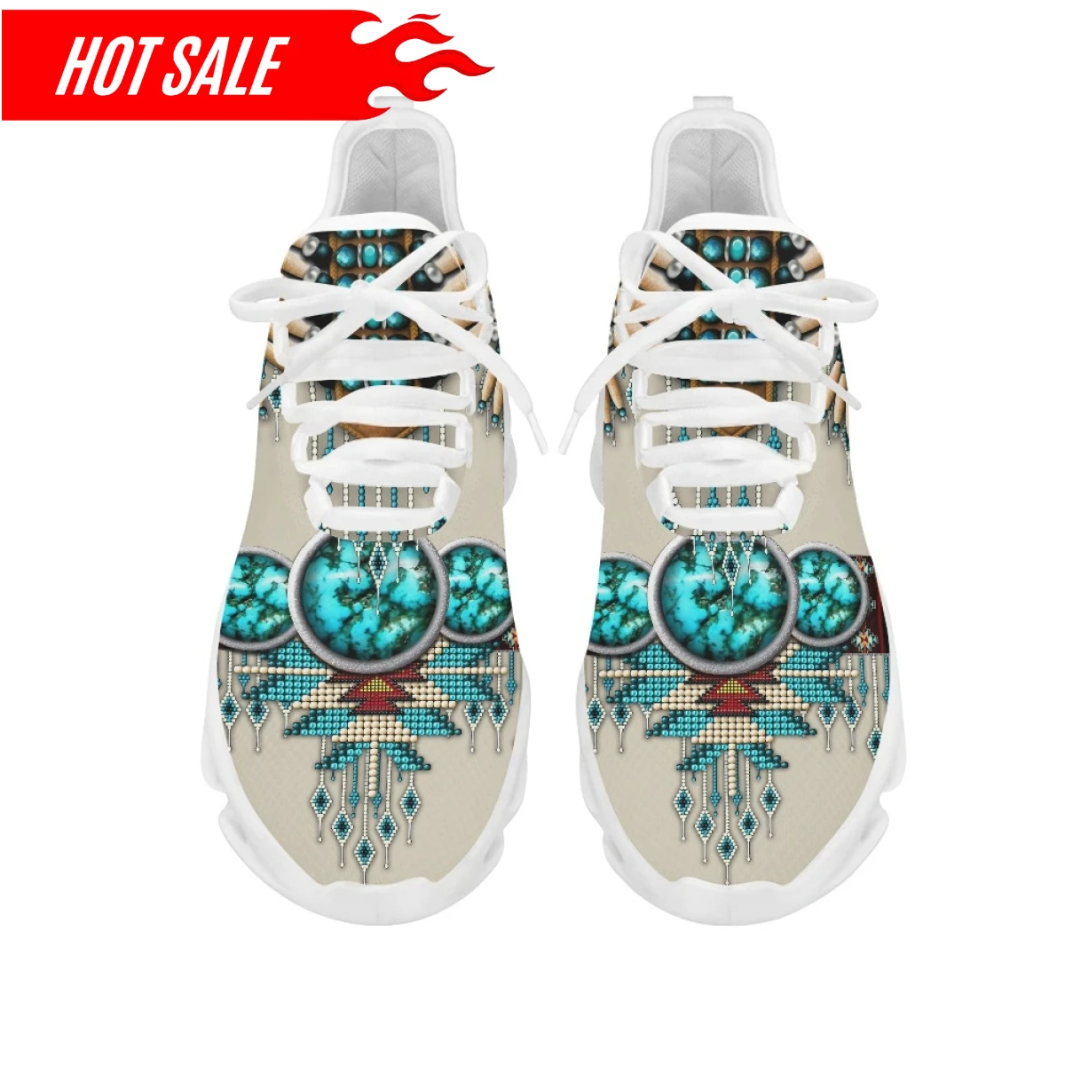 Ethnic Tribal Aztec Platform Shoes for Women Casual Mesh Shoes Dreamcatchers Print Breathable Lace up Mesh Sneakers