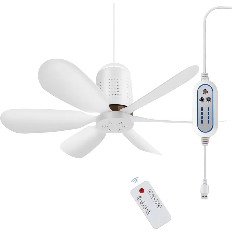 

Портативный потолочный вентилятор USB 2025 с дистанционным управлением, регулируемый 4-скоростной, тихий USB-контроль потолочного вентилятора для кемпинга, кровати, палатки, автофургона