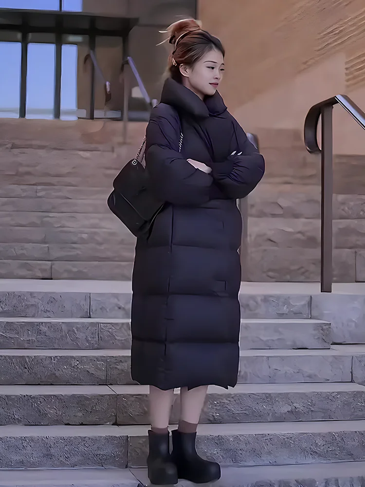 2024 invierno nuevo Faionable versátil Thiened Floing cuello grande blanco Du abajo Jaet mujer moda viaje Sle