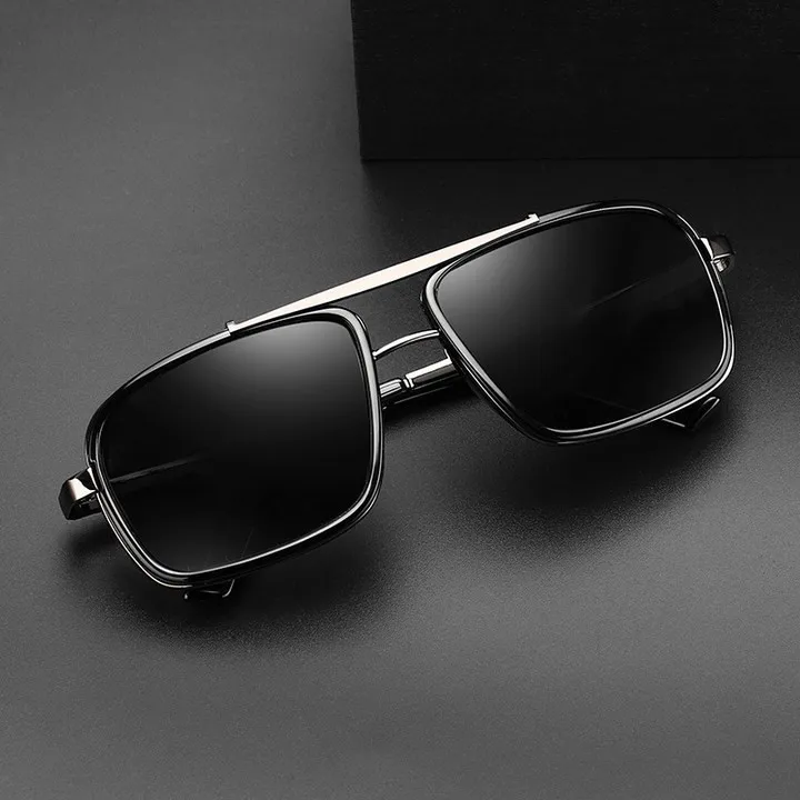 New Sunglasses Punk Sunglasses New Men's Square Uv400 Twin-beam Aviator Sunglasses