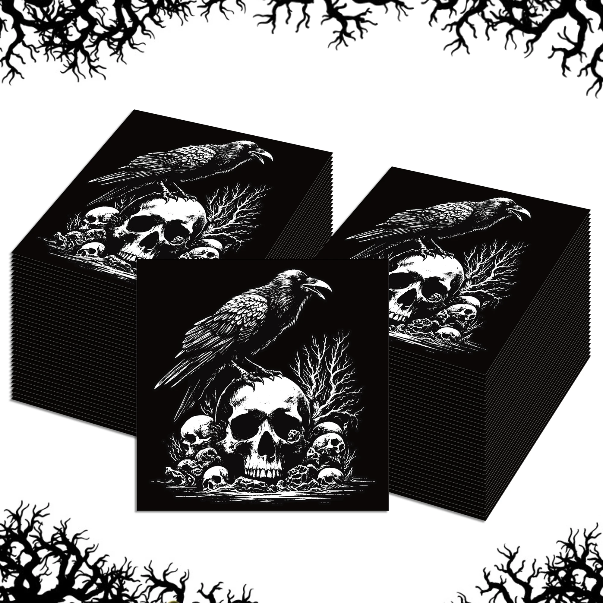 20/40 Stück Halloween-Party-Servietten, Skelett-Spinnen-Papierservietten für Halloween-Tischdekoration, Partyzubehör – Detail 8