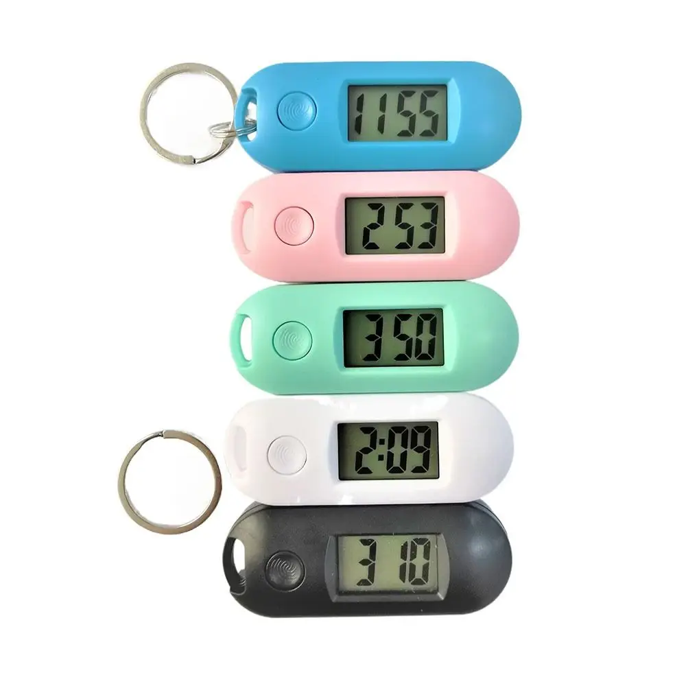 Digital Electronic Clock Green Backlight Pocket Watch Small Wall Watch LCD Display Luminous Key Ring Watch Study Library