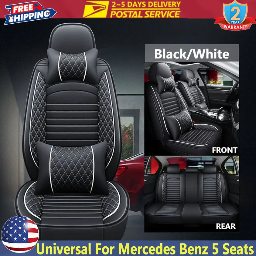 

Universal Full Coverage For Mercedes Benz 5 Seats Car Seat Covers Full Set Leather Front Rear Padded Mat Waterproof For Car SUV