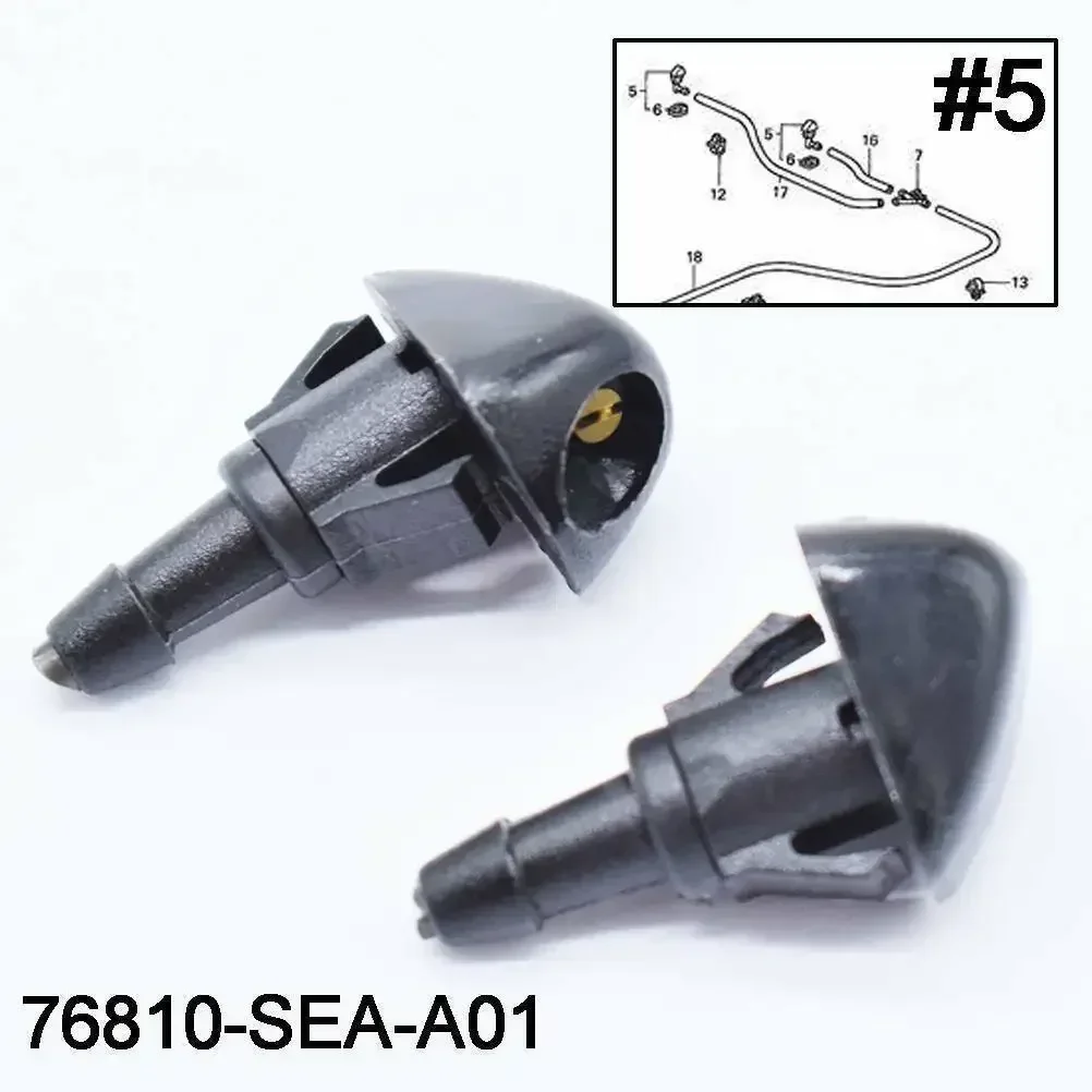 2Pcs Car Front Windshield Wiper Water Spray Jet Washer Nozzle 76810-SWA-E01 for Honda Civic Fit Jazz CR-V Accord Europen Shuttle