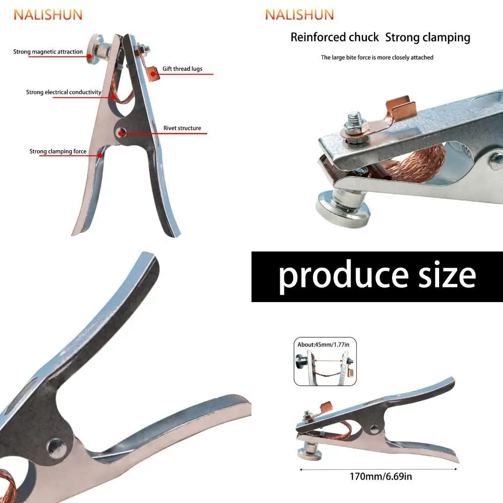 

02DE Welder Ground Clamp Nickel Plated Brass Connector For Industrial Automotive Use