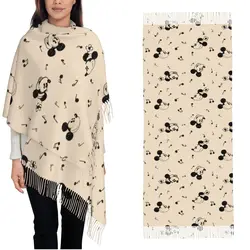 Women's Scarf with Tassel Vintage Mickey Minnie Metal Lunch Box  Large Winter Warm Shawl Wrap Daily Wear Pashmina Scarves