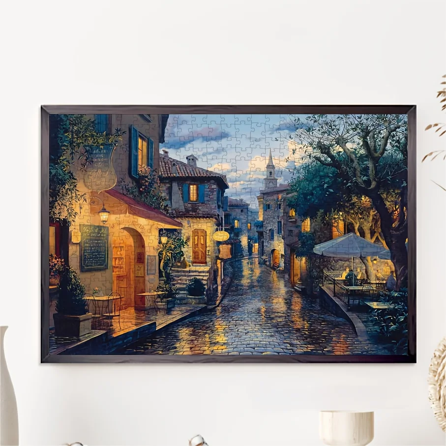 

500/1000/1200/2000PCS Puzzles for Adults Retro Pebble Street,Jigsaw Puzzles Brain Challenge Game Gift Home Decor
