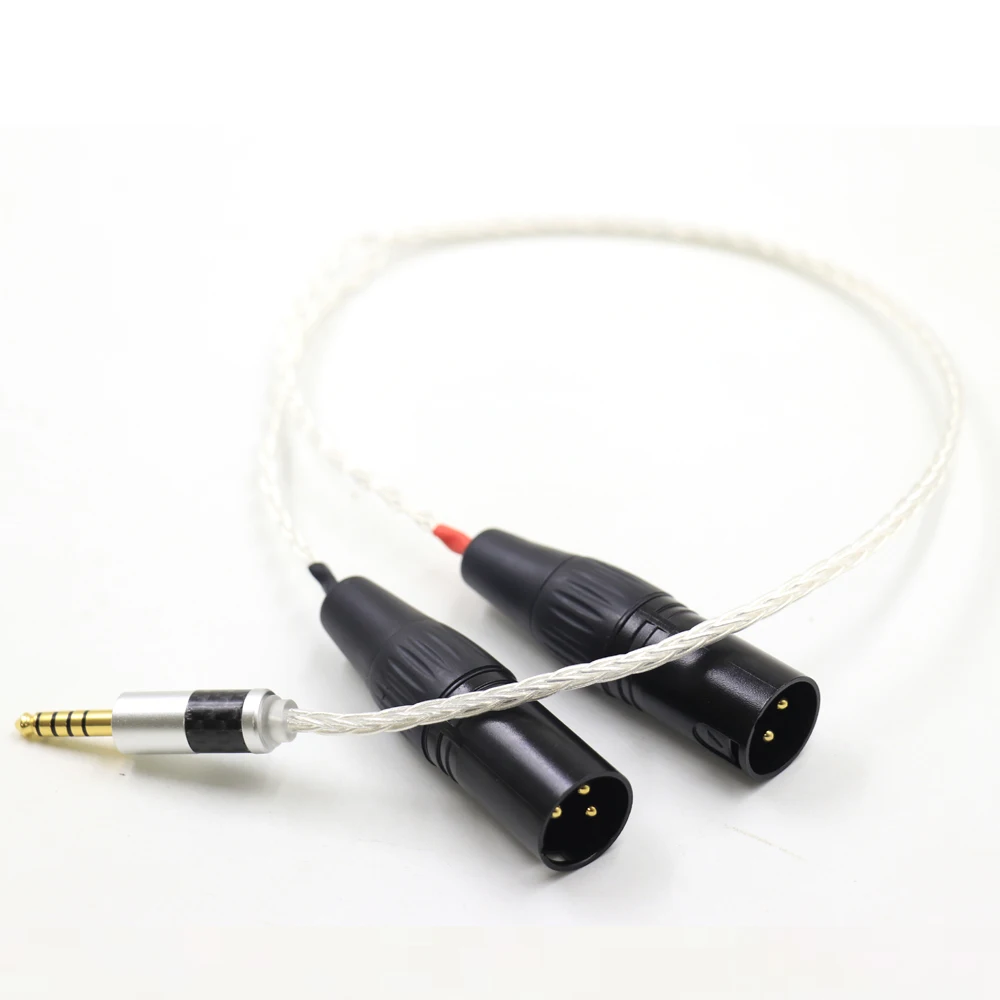 عالية الجودة 8 النوى الفضة مطلي 4.4 مللي متر متوازنة الذكور إلى المزدوج 2x 3pin XLR متوازنة ذكر محول الصوت كابل