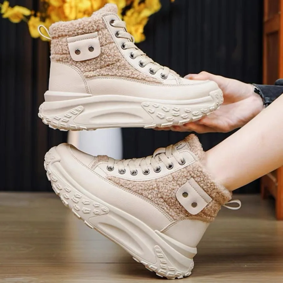 Luxury Snow Boots Women's 2024 Winter New Velvet Thickened High Top Sports Cotton Shoes Thick Sole Student Casual Cotton Shoes