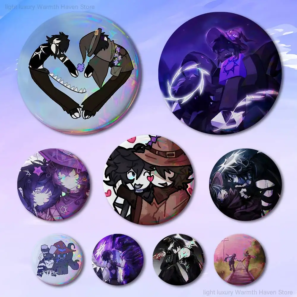 A-Azure x Two Time 58mm 44mm HD Print Brooch Badges Pretty Derby Round Display Brooches Lapel Pins