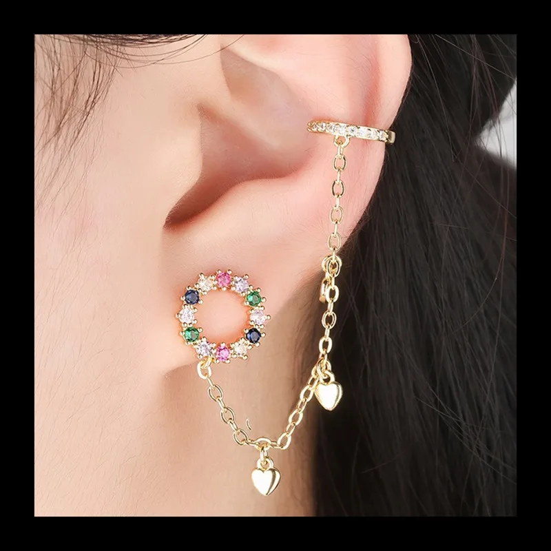 

Популярные серьги, новые женские модели, Be Careful, длинные серьги-гвоздики с цирконом, цветные циркониевые серьги в форме сердца.