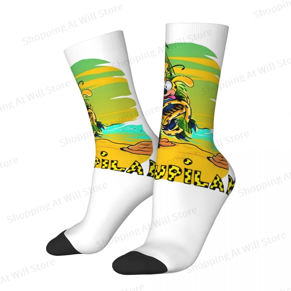 Marsupilami Cartoon Art - Marsupilami 3 Men Women Round neck Socks Outdoor Novelty Spring Summer Autumn Winter Stockings Gift