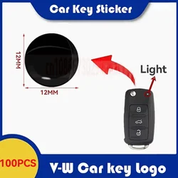 10pcs/Lot 12mm Round Crystal Drop Logo Emblem Sticker for Remote Car Key For Volkswagen for VW Caddy Beetle Bora Golf Polo