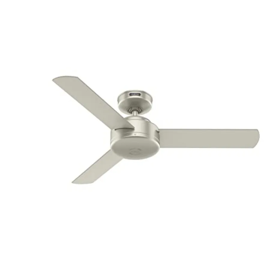 

44 inch Indoor Ceiling Fan No Light - Modern 3-Blade Standard Mount Fan in Matte Nickel for Bedroom Living Room or Kitchen with
