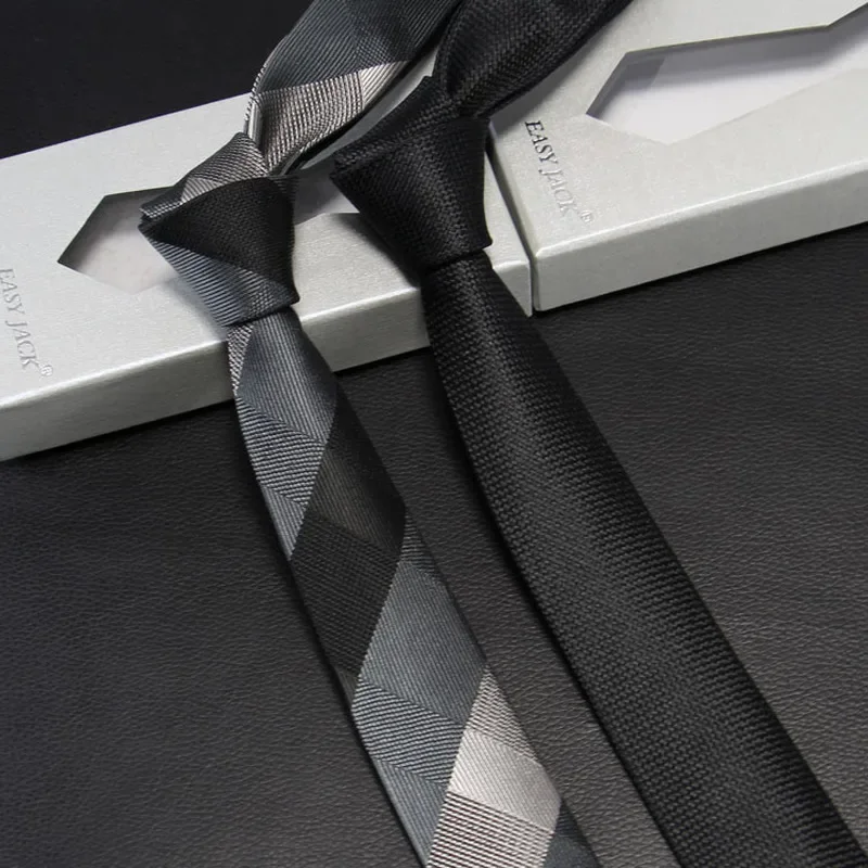 Men Luxury 5cm Skinny Necktie High Quality JACQUARD Woven Black Grid Formal Tie  Natural Men's Corbatas Wedding Party Gift