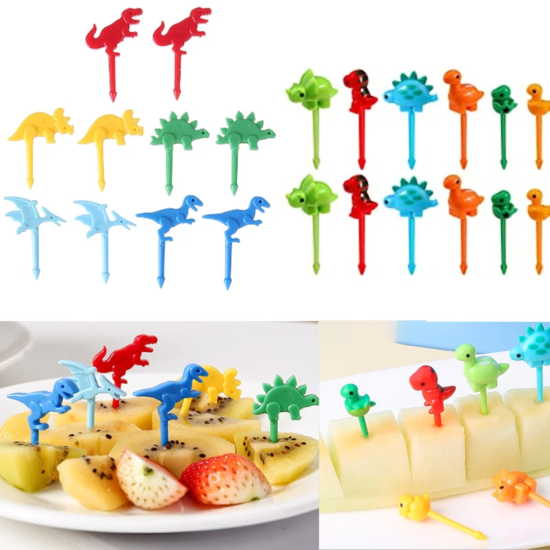 Children's dinosaur food pick Selection of cartoon animal fruits mini bento fork lunch box decoration accessories