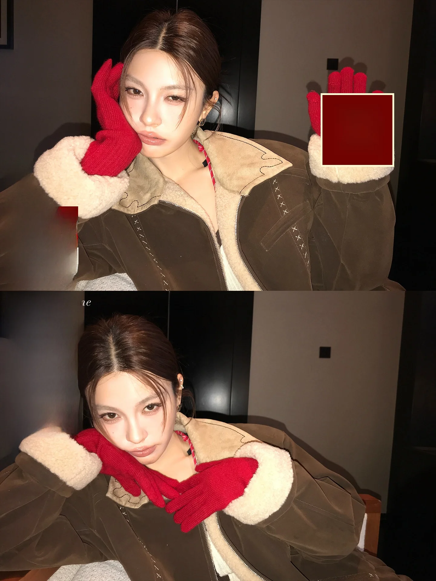 

LIONE Двусторонний комплект из искусственной кожи и хлопчатобумажной юбки Экологичная верхняя одежда Plu Ele Sle Winter Faion Женская одежда...