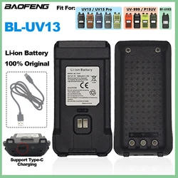 BAOFENG UV13PRO Walkie Talkie Battery UV8R P15UV UV999 High Capacity Type-C Battery For Baofeng UVK5 PLUS UV13 Pro V1 V2 Radio