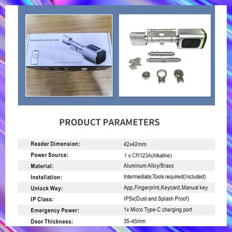 

A98Z Intelligent Lock Cylinder Tong Tong APP Card Anti-Theft Gate Fingerprint Lock Replacement Lock Cylinder