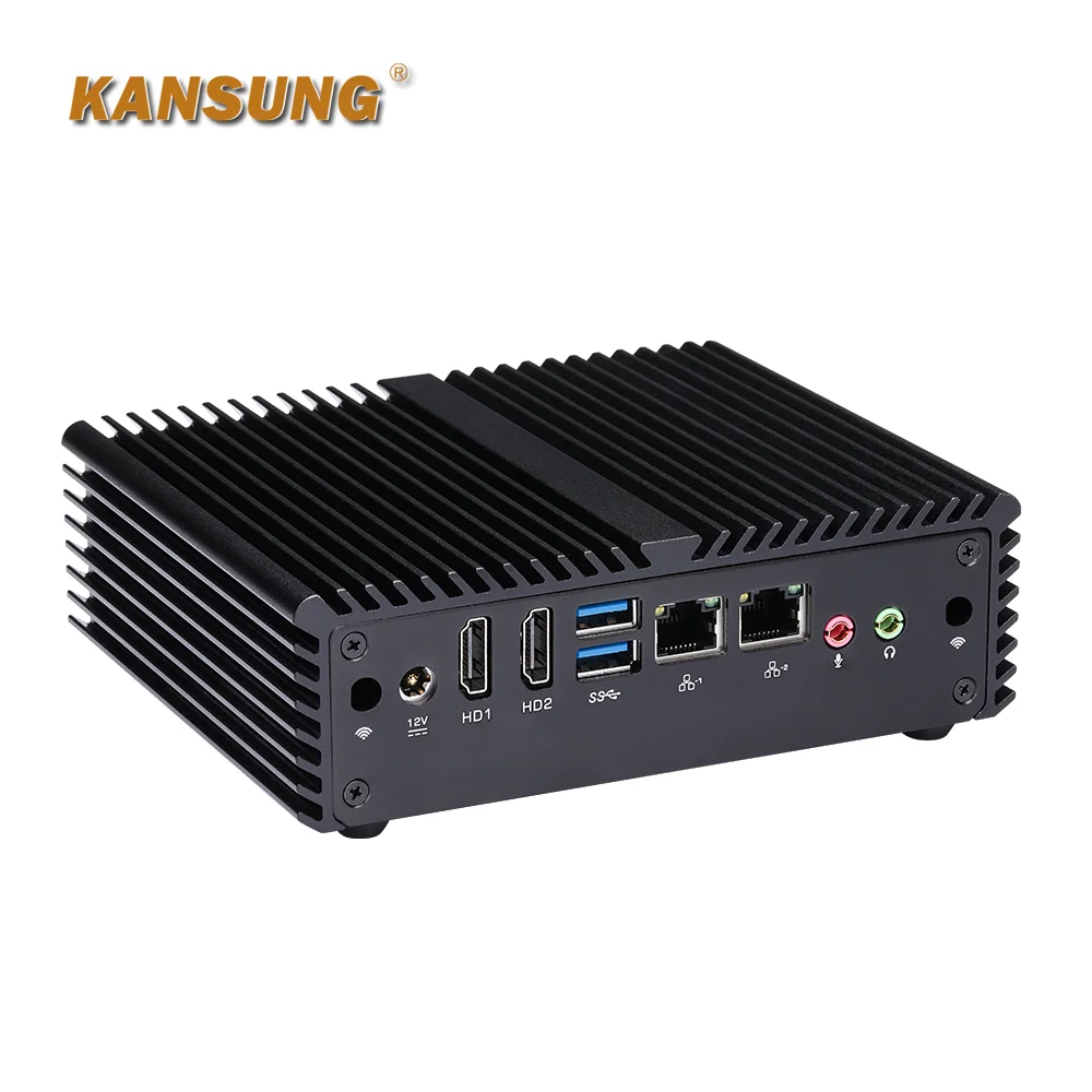 Konsumsi daya rendah 2 LAN 2 HD Intel Pentium J3710 prosesor Quad Core Brasil tanpa kipas 12V X86 papan tunggal Nettop PC Mini