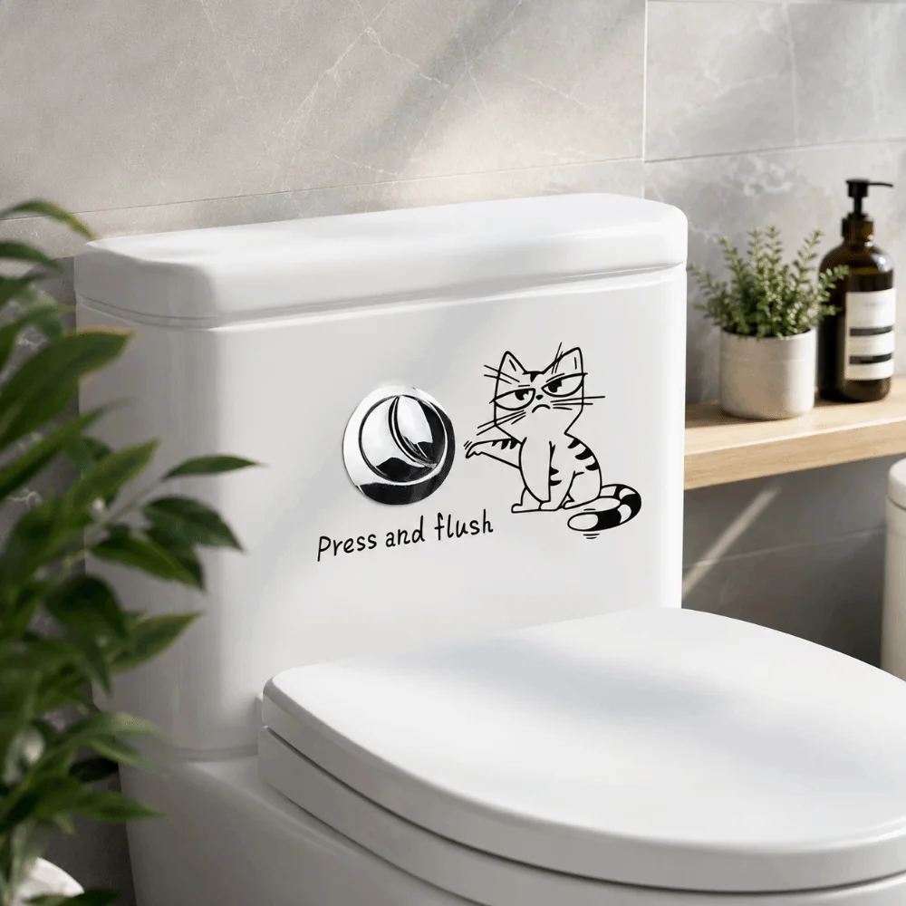 Cartoon Self-adhesive Toilet Sticker Waterproof PVC Bathroom Decal Decoration Funny Wall Sticker Home Decor