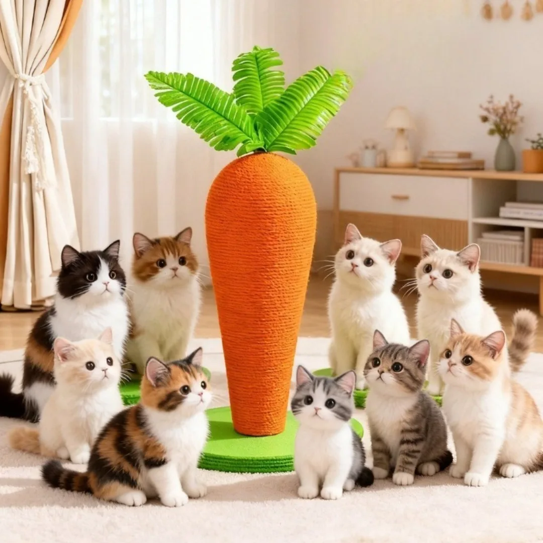2 Größen Langlebiger Karotten-Kratzbaum für Katzen, Katzen-Kletterpfosten, Katzenspielzeug, Haustierbedarf, Integriertes Katzen-Klettergerüst, Kratzspielzeug