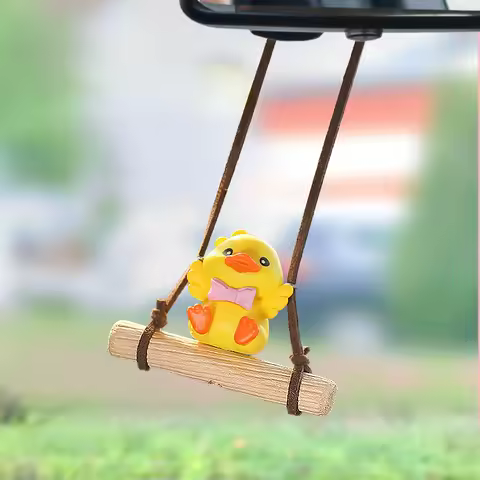 Cartoon Cute Animated Car Accessories Swinging Duck Pendant Car Rearview Mirror Ornament Birthday Gift Couple Accessories Funny