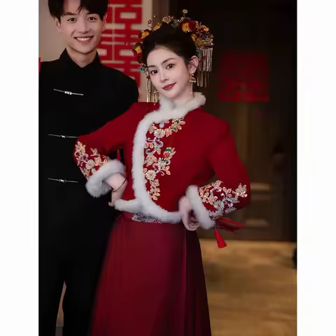 Yourqipao New Chinese Style Wedding Toast Dress Engagement Evening Dress Women Engagement Prom Gowns 2025