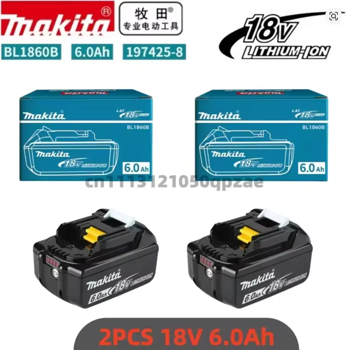 100% Original Makita 18V 6.0Ah Rechargeable Battery ,Makita BL1840B BL1850 BL1850B battery Suitable for DTW700
