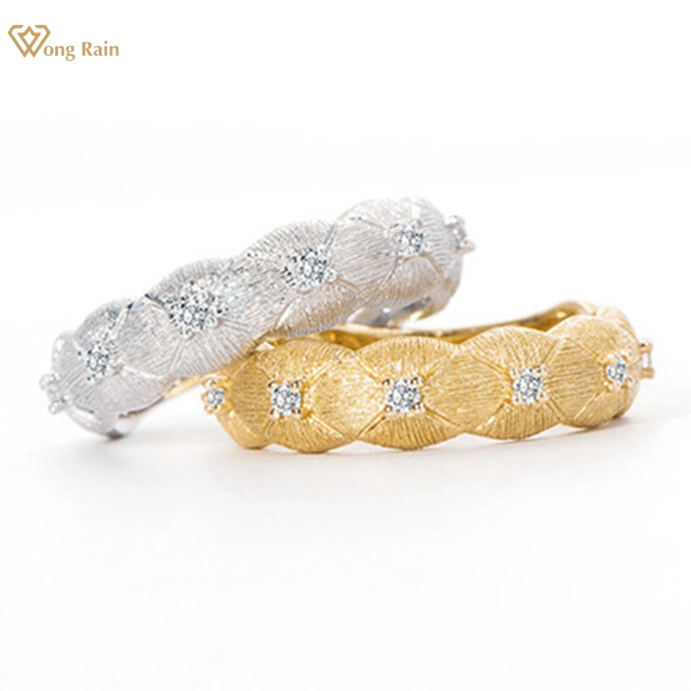 

Wong Rain 18K Gold Plated 925 Sterling Silver Lab Sapphire Gemstone Sparkling Ring for Women Wedding Party Fine Jewelry Band