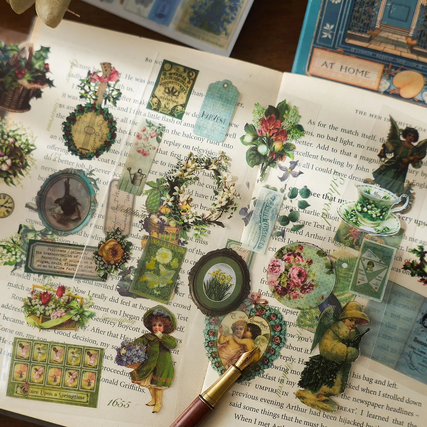 JIANQI 20sheets Vintage Cute Sticker Book Girl Decorative Stickers PET Material Scrapbooking Label Diary Stationery Album image 2
