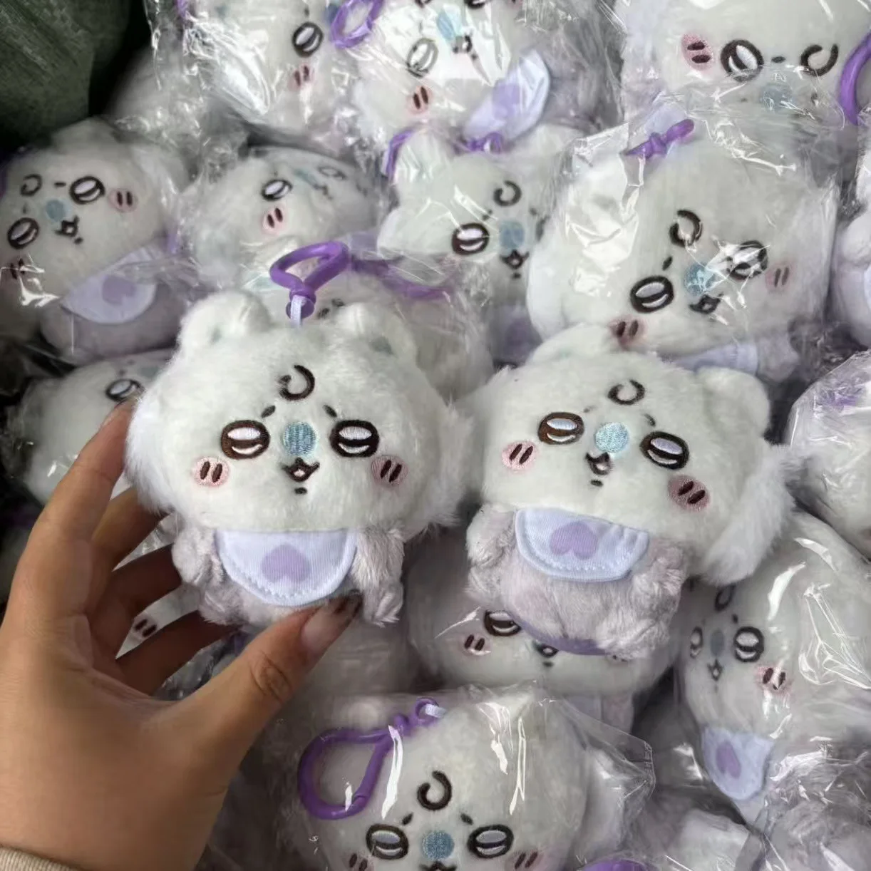 jiyi Baby Plush Doll Keychain Kawaii Usagi Hachiware Momonga Bib Pendant Soft Stuffed Toy Bag Charm Gift Boys Girls Cute - view 6