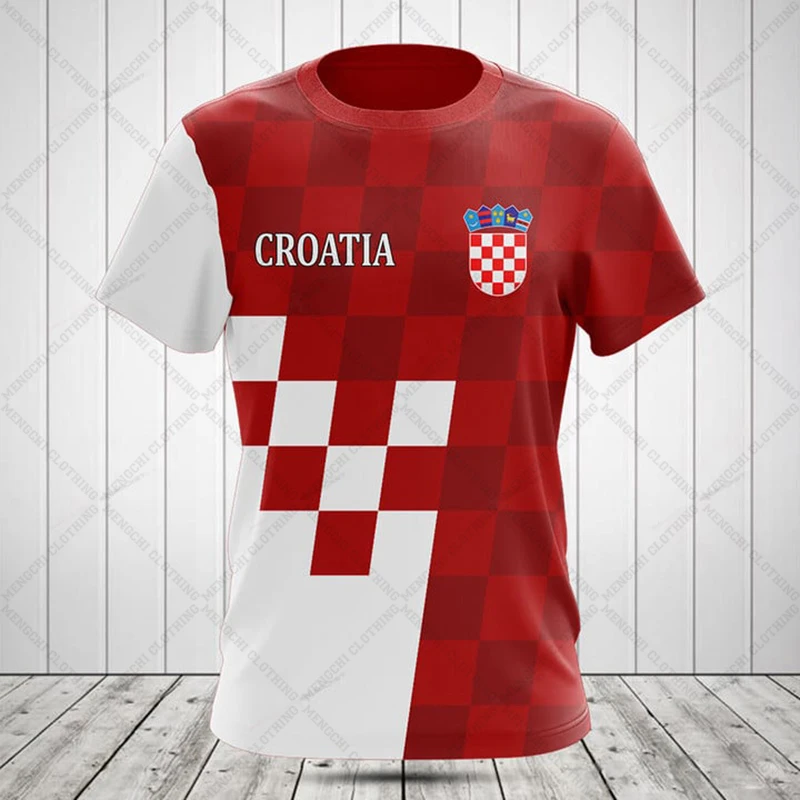 Personalized Summer Casual Croatia Shield Red Graphic T-shirts 3D Printed Men's Fashion E-Sports Jersey Loose Short Sleeve Tops