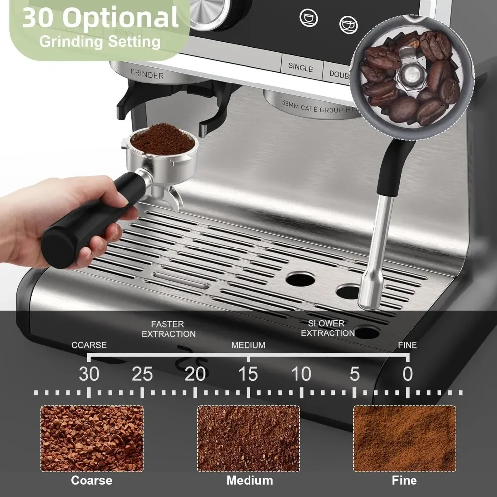 lk Frother, 20 Bar Professional Espresso Maker for Home Barista, Latte Cappuccino Macchiato