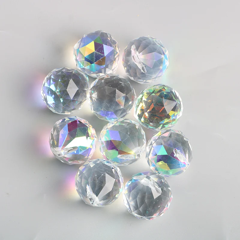 20mm przezroczyste AB fasetowane kulki K9 kryształowe części żyrandola pryzmat Suncatcher wisząca zawieszka w kształcie kropli dekoracje ślubne