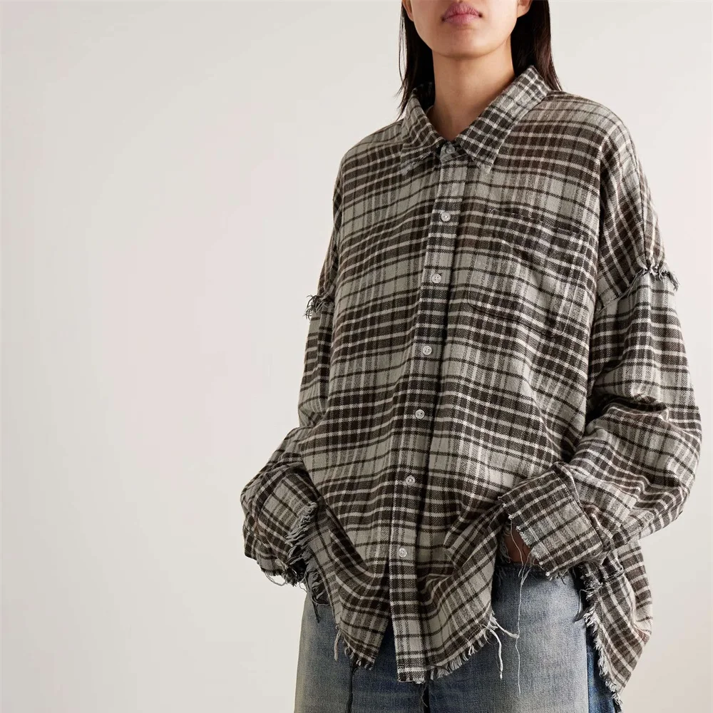 

2025 Women's Fashion Shirt Pure Cotton Plaid Loose Casual Women's Shirt y2k New High Quality Versatile Top Cardigan bra