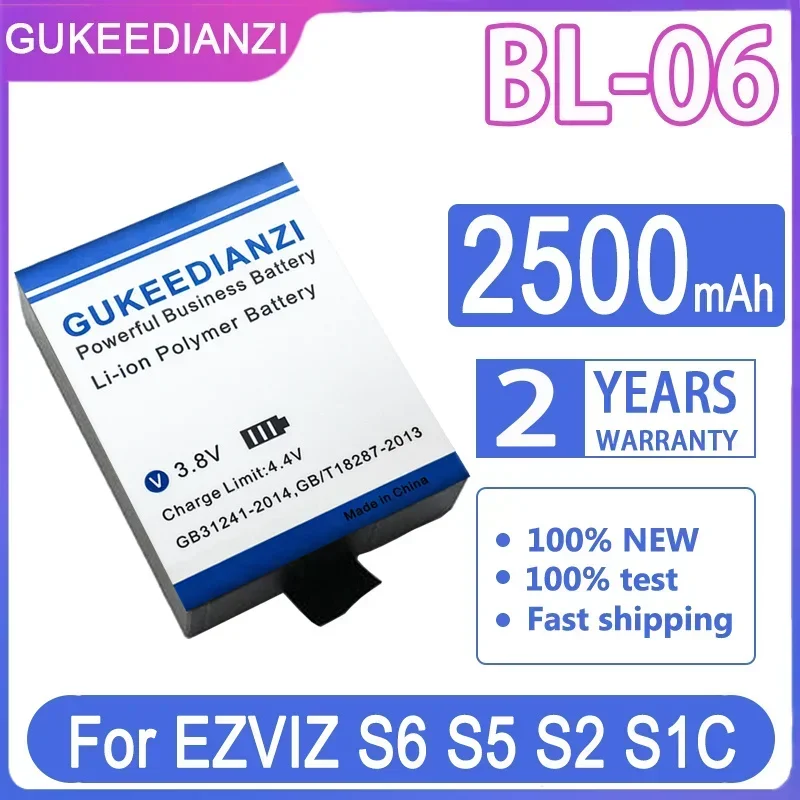 

New 2500mAh BL-06 BL06 Li-ion Phone Battery For EZVIZ S6 S5 S2 S1C Batteria + Tracking Number