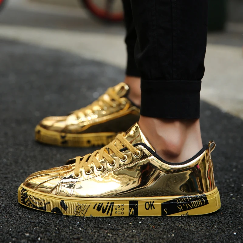 HotSale Gold Silver Sneakers Men Hip Hop Casual Unisex Shoes Tennis Luxury Running Shoes Clunky Sneakers Bigsize Streetwear Male