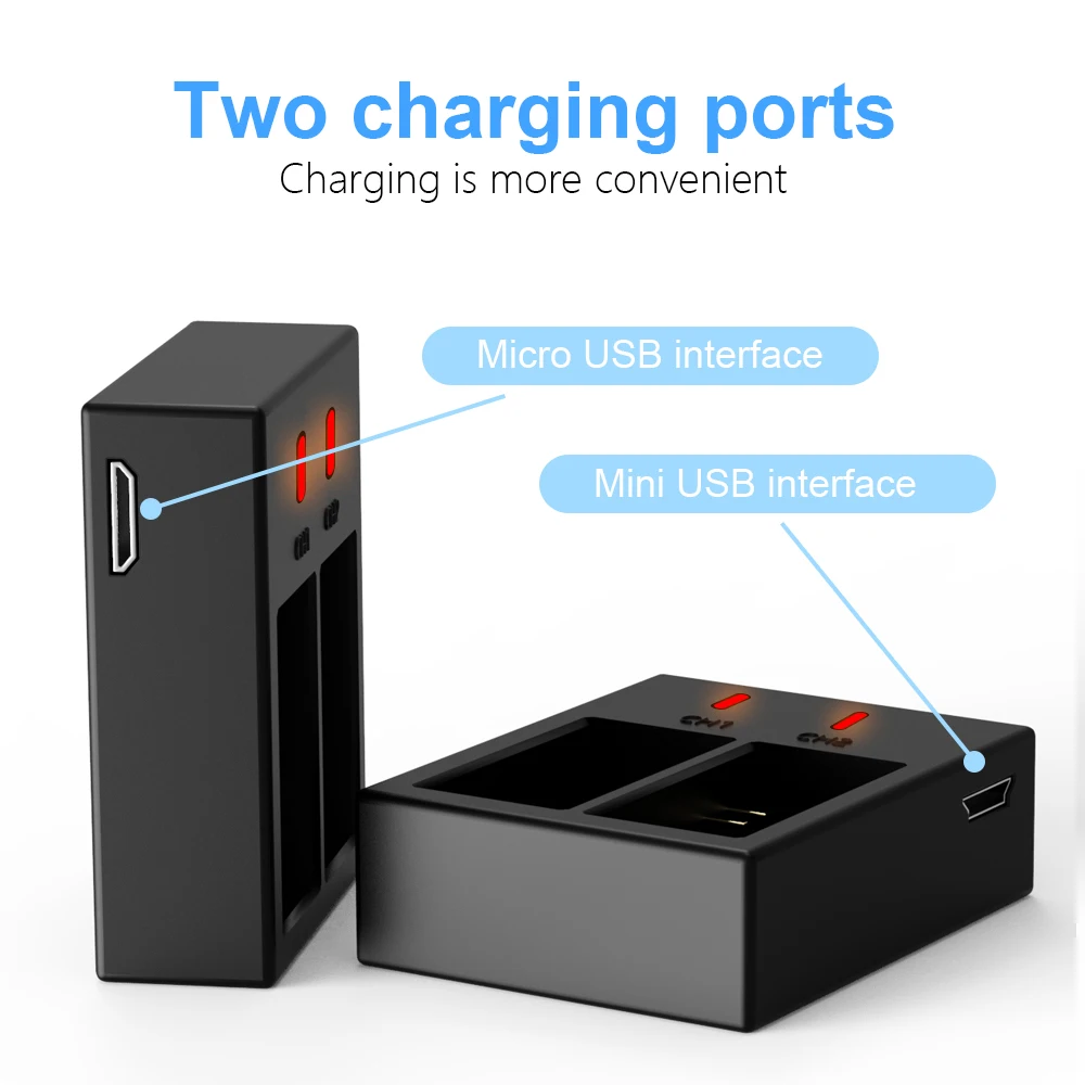 PALO USB LED Dual Charger สำหรับ SJCAM SJ4000 PG1050 PG900 SJ5000 SJ5000x SJ6000 SJ8000 M10 EKEN 4K H8 H9 GIT-LB101แบตเตอรี่