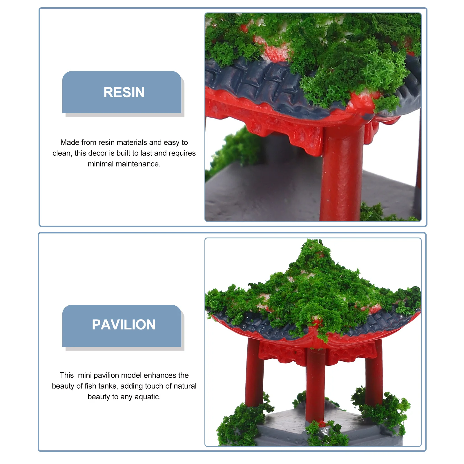 

4Pcs Miniature Pavilion Resin Sculpture Garden Decor Micro Landscape Bonsai Pagoda Ornament Tabletop Decoration