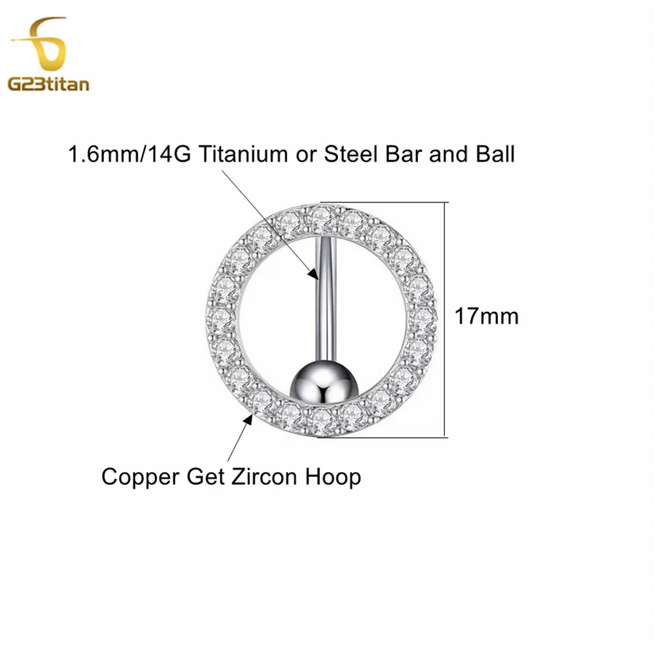 G23 titan 6-16mm 14G Titanium Bar Reverse Belly Ring Silver Color White Crystal Heart Round Moon Flower Navel Piercing Jewelry