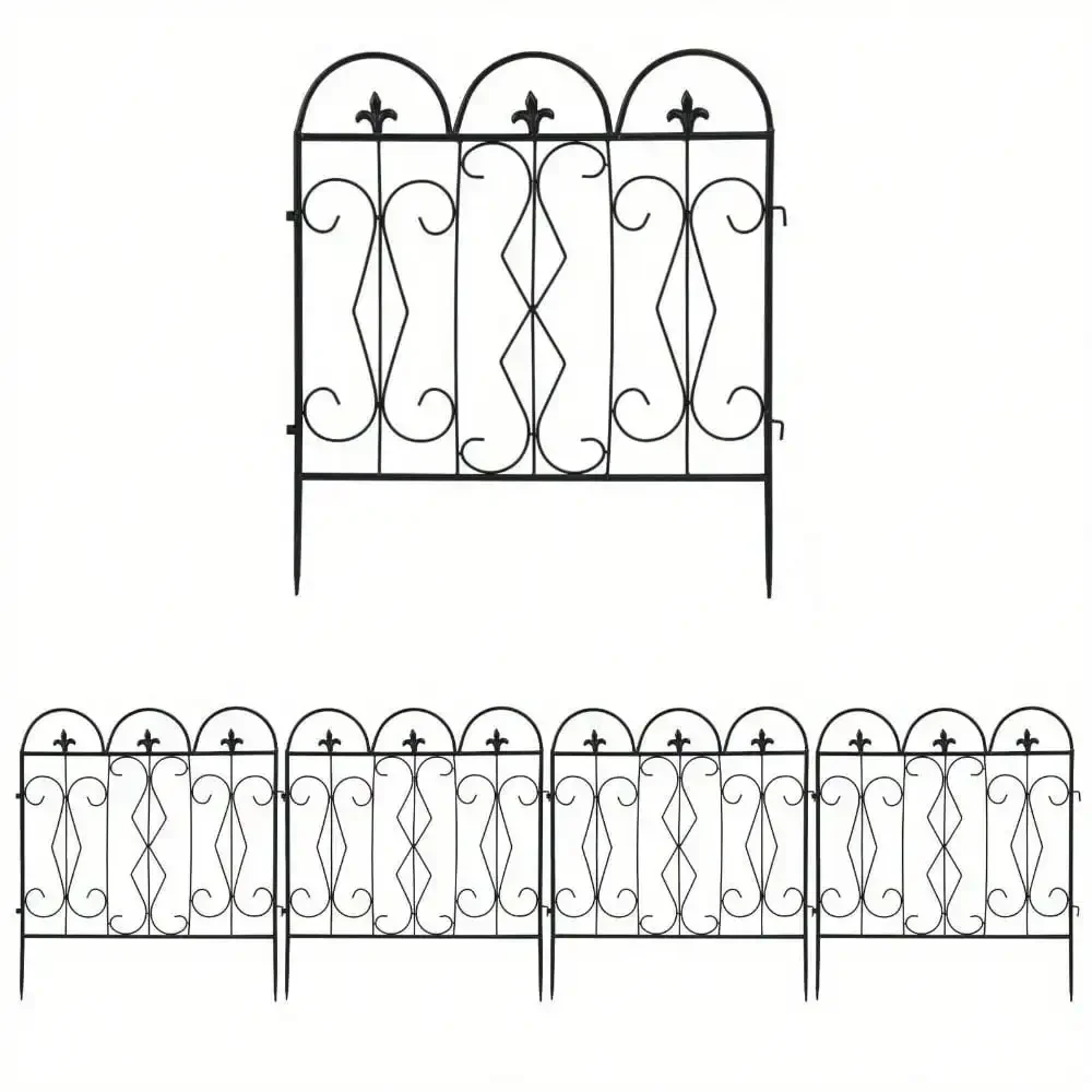 

5PC Decorative Garden Fence Panel Rustproof Wire Metal Border Edging Dog Barrier