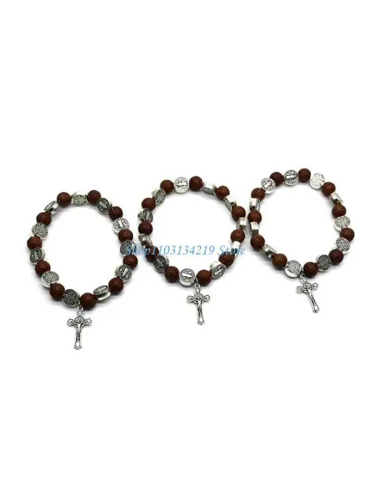 N5KC 3pcs Handmade Rosary Bracelet Multipurpose Girl Boys Birthday Holiday