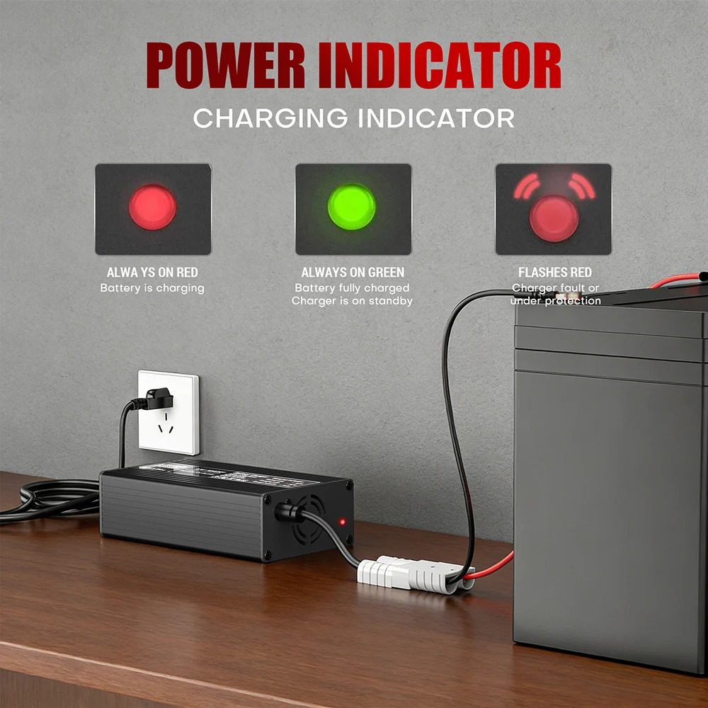 14.6V 40A LiFePO4 배터리 충전기, 12.8V 리튬인산철 배터리용 스마트 충전기, 안전 기능 내장 트리클 충전기