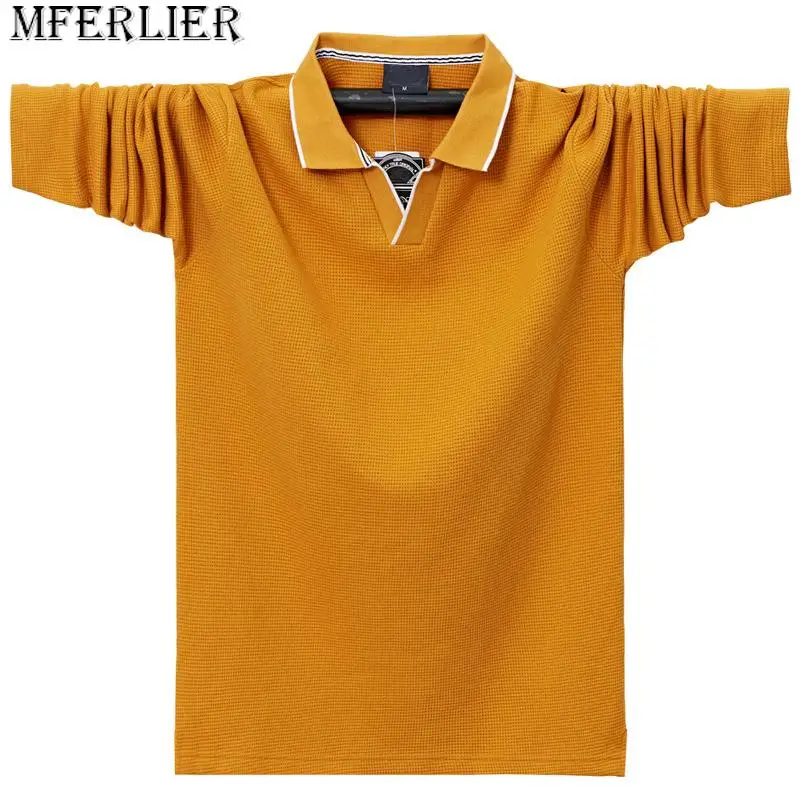 

Autumn Plus Size Long Sleeve T-shirt Men's Casual Turn-down Collar Fat Guy Fashion Solid Loose Men's Polo Shirt 130kg 6xl