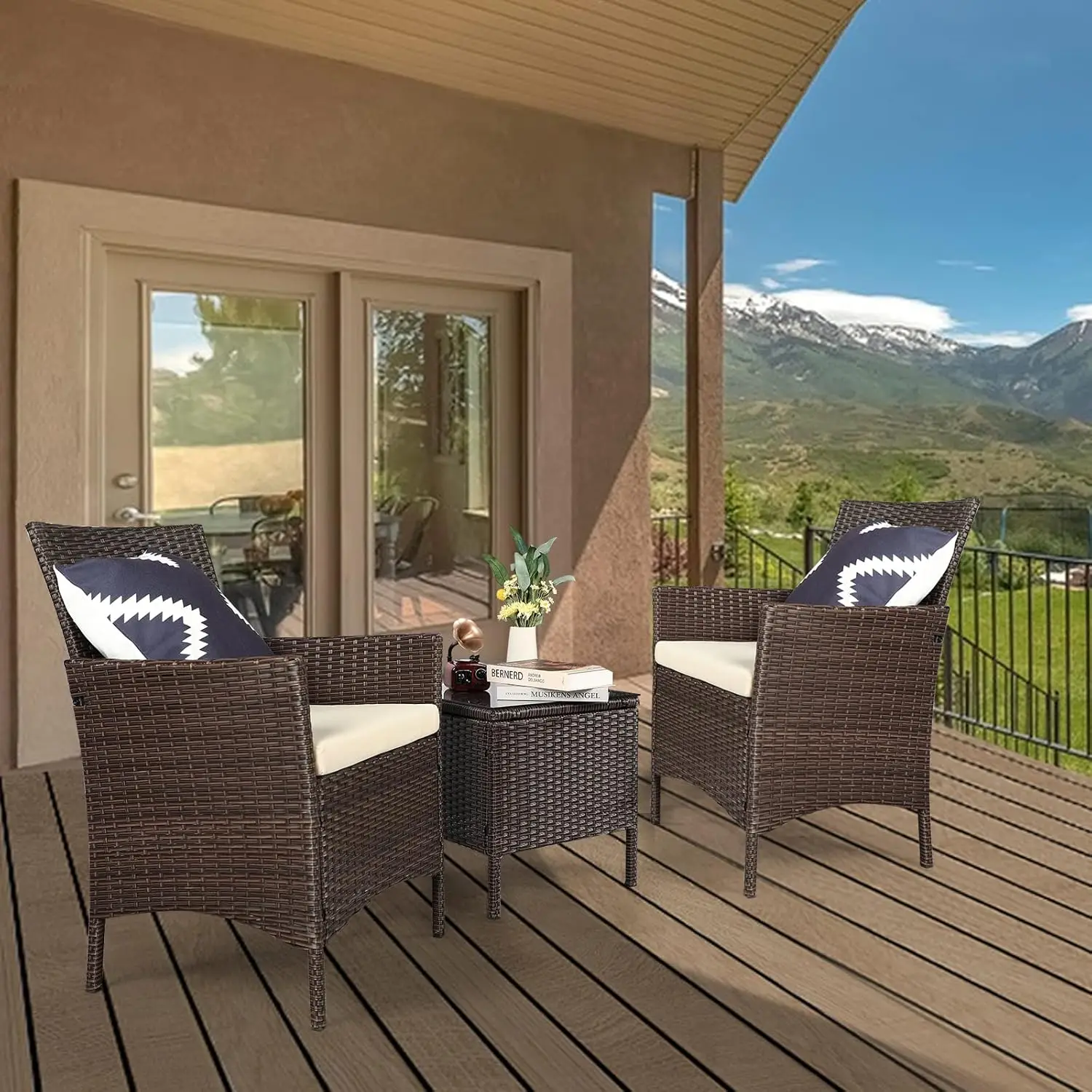 Patio Furniture Set 3 Piece, Wicker Patio Furniture Sets, Outdoor PE Rattan Furniture, Front Porch Furniture, ] Patio Furniture